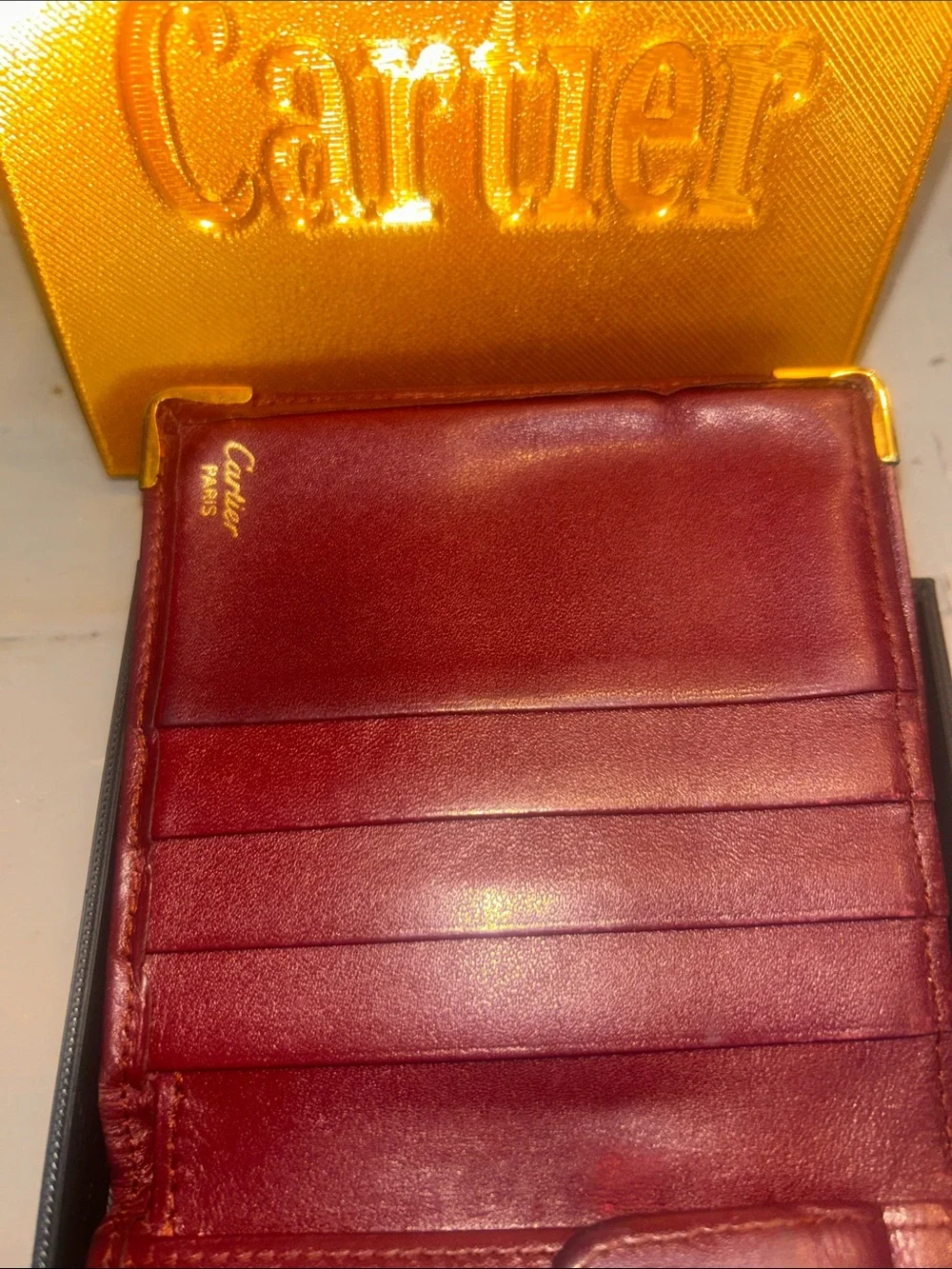 Cartier 1990’s Vintage Burgundy Leather Bifold Wallet